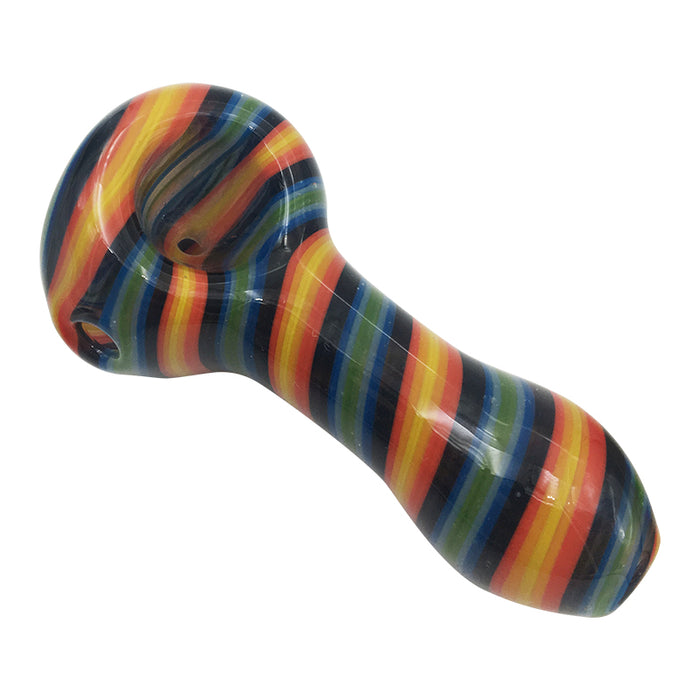 Vertical Orange Blue Colored Stripes Spoon Pipe  194#