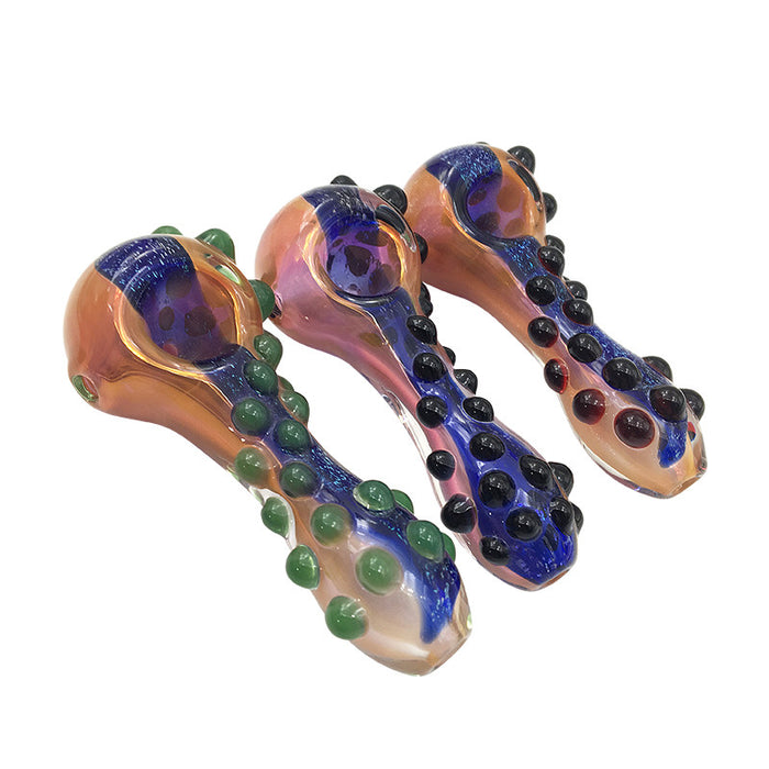 Oganre Fumed Inside-Out Spoon Pipe With Black Marbles 097#