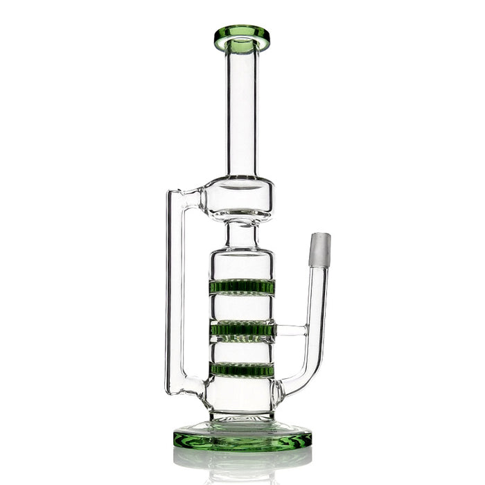 3 Layer Honeycomb Perc Glass Water Pipes with Green Color