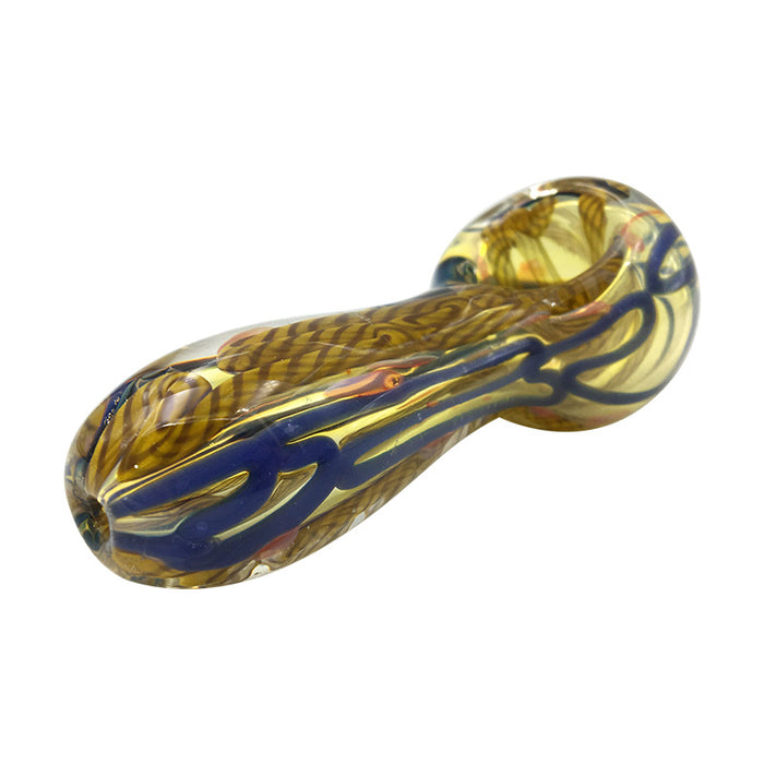 Amber Color Shapes Hand Pipe with Glass Marbles Both Sides 231#
