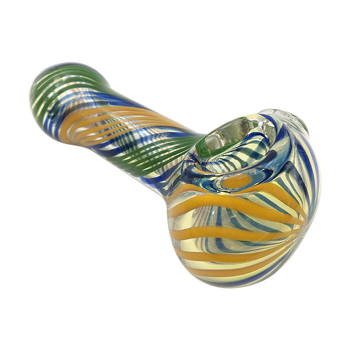 Blue Sparkle Colored Wrap Spoon Hand Pipe with Glass Marbles 252#