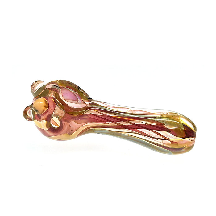 Colored Stripe Fumed Spoon Pipe with Glass Marbles 084#