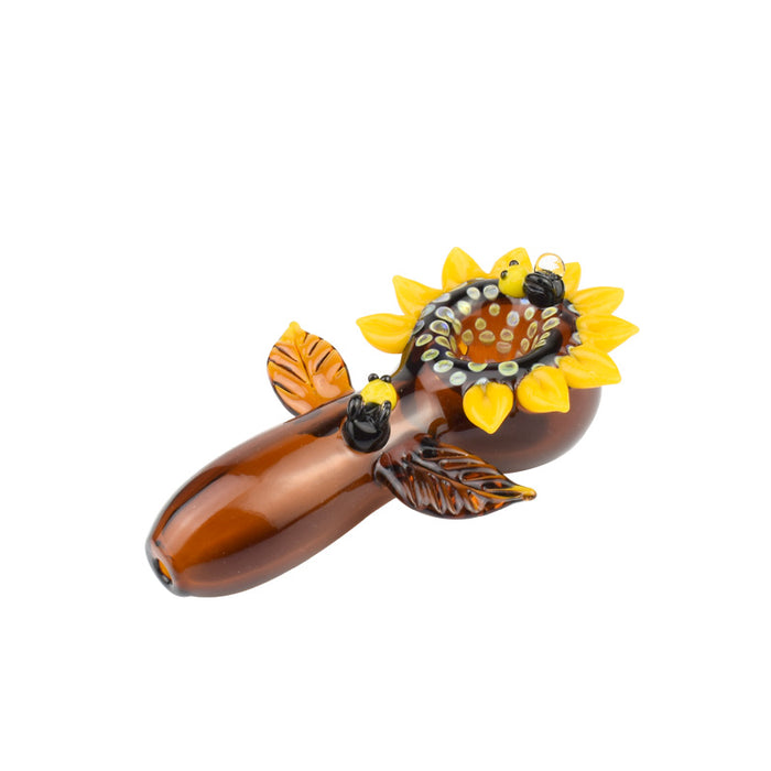 Sunflower Glass Spoon Pipes  Hand Blown Hand Pipe 589#