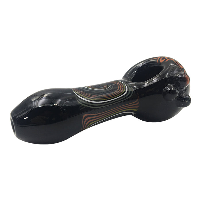 Multiple Circles Glass Spoon Pipe With Reverse Waves Bowl  190#