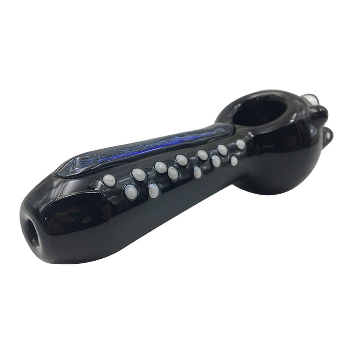 Owl Bowl Glass Spoon Pipe with Article Black & White Stripes 216#