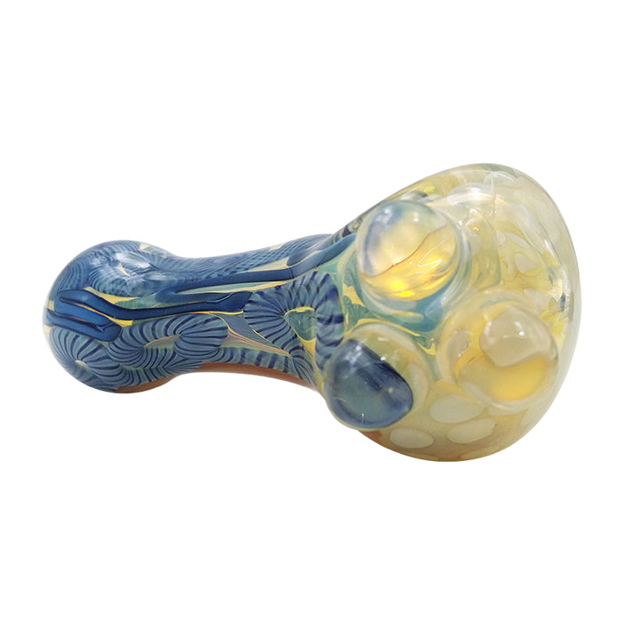 Inside-out Colored Stripes Spoon Pipe with Glass Marbles 168#