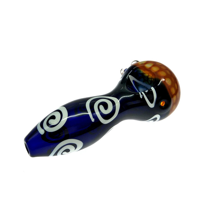 White Volume Moire Spoon Pipe with Honeycomb Bowl & Glass Marbles 075#