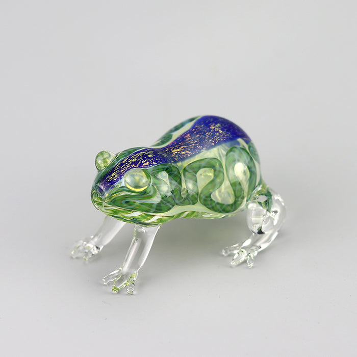Blue Stripe Brown Body Toad Frog Glass Pipe with Clear Four Legs 141#