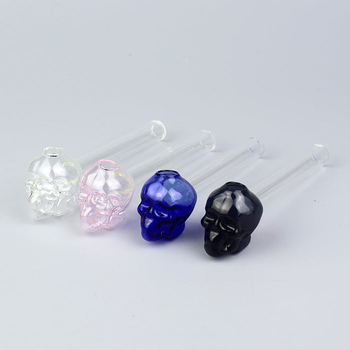 3.7" Oil Burner Pipe Skull Head Clear Tube Pack Of 4