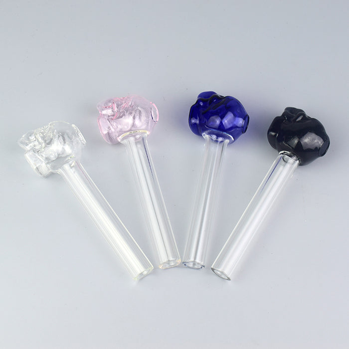 3.7" Oil Burner Pipe Skull Head Clear Tube Pack Of 4