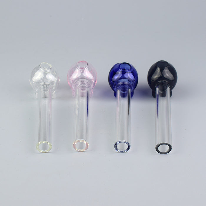 3.7" Oil Burner Pipe Skull Head Clear Tube Pack Of 4
