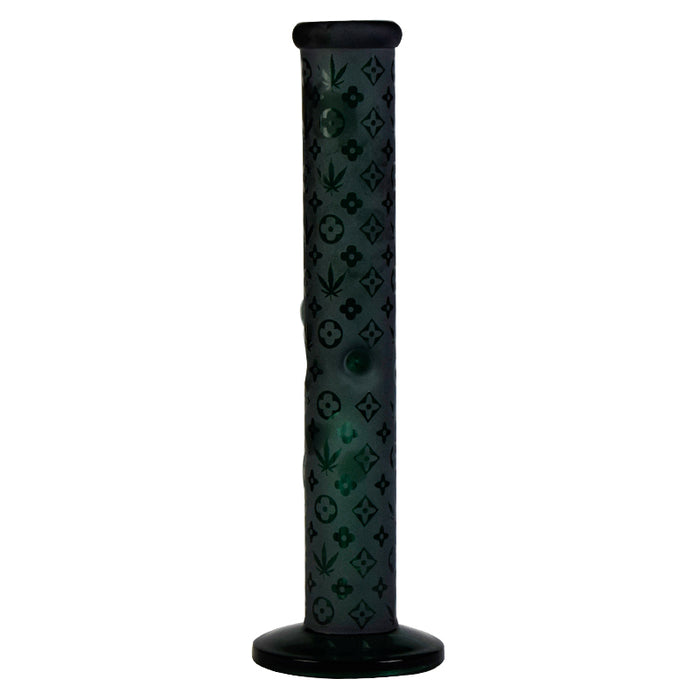 12" lv Pattern Dark Green Straight Tube Glass Water Pipe 424#
