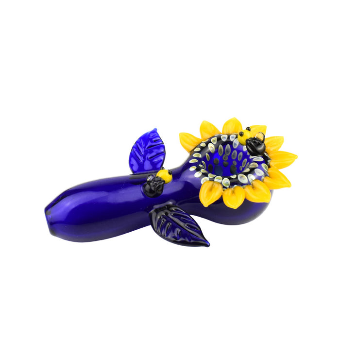 Sunflower Glass Spoon Pipes  Hand Blown Hand Pipe 589#