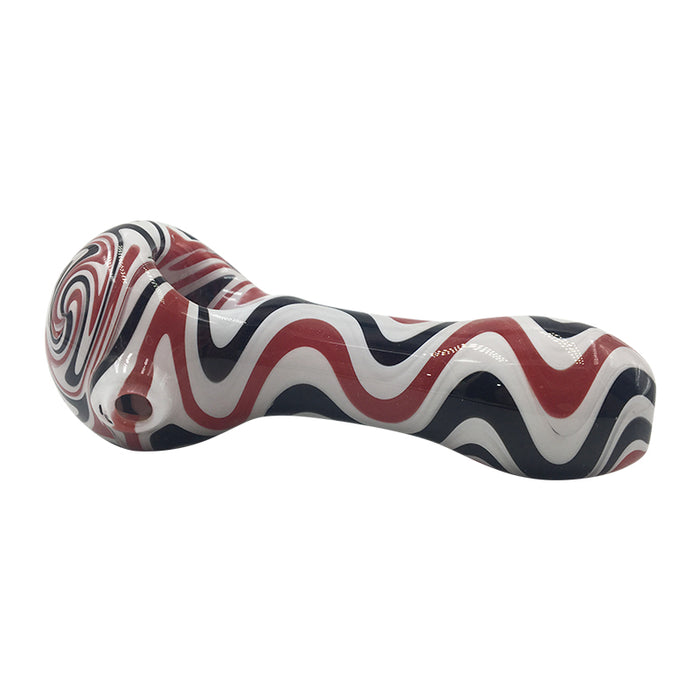 Red Black White 3 Colors Mixed Hybrid Lines Spoon Hand Pipe Glass 178#