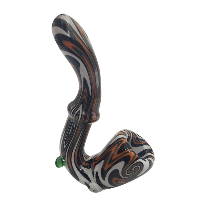 Molten Flame Sherlock Glass Hand Pipe with Ring 193#