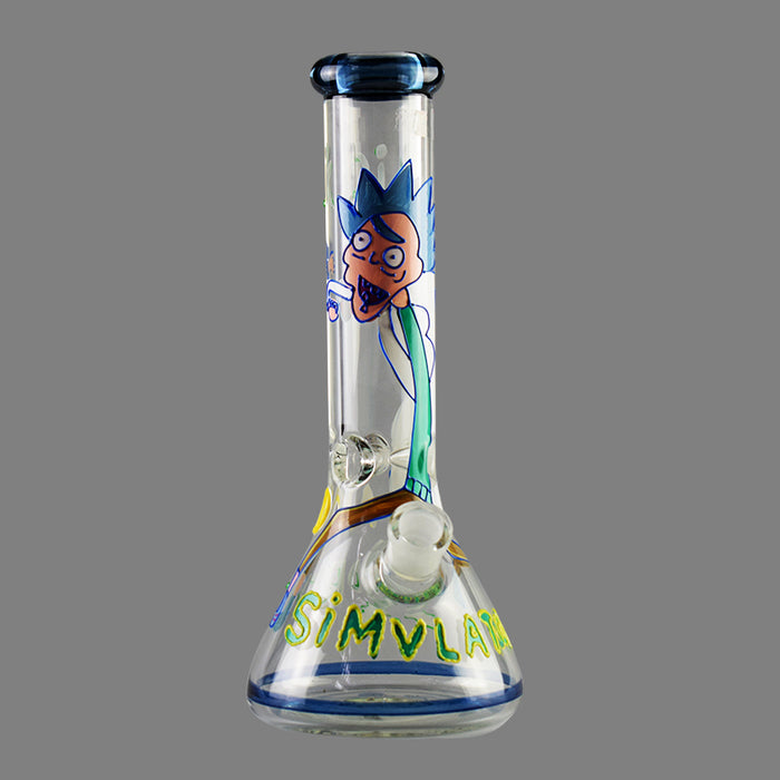 7MM Thick Morty Pattern Glass Smoking Water Pipe 355#