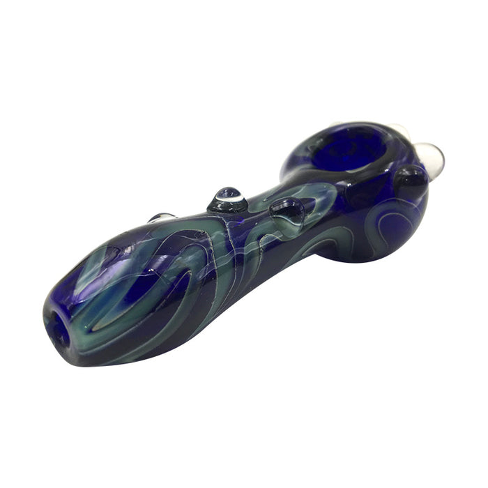 Three Colors Convergence Spiral-Write Stripes Glass Spoon Hand Pipe 232#