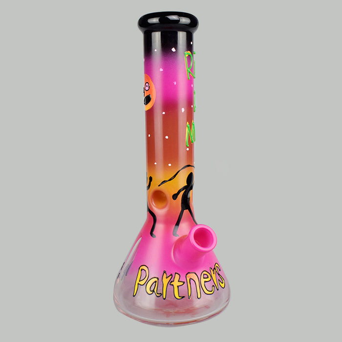Pink Colors Morty Rick Glass Beaker Pipe 12.5 Inches 369#