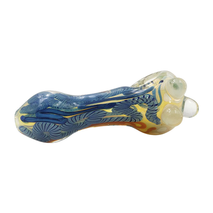 Inside-out Colored Stripes Spoon Pipe with Glass Marbles 168#