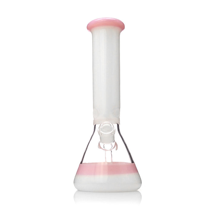 White Neck Colored Lip Glass Beaker Base Ice Smoking Pipes