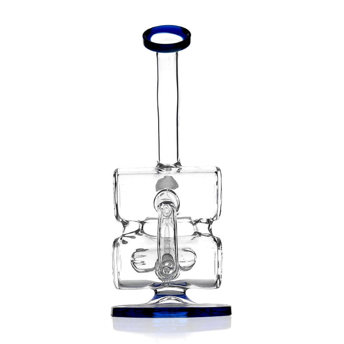 8.5" Double Barrel Hammerhead Recycler Water Pipe Rig with Blue  Color