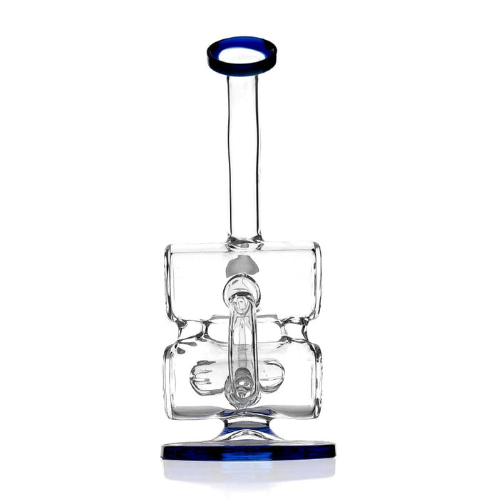 8.5" Double Barrel Hammerhead Recycler Water Pipe Rig with Blue  Color