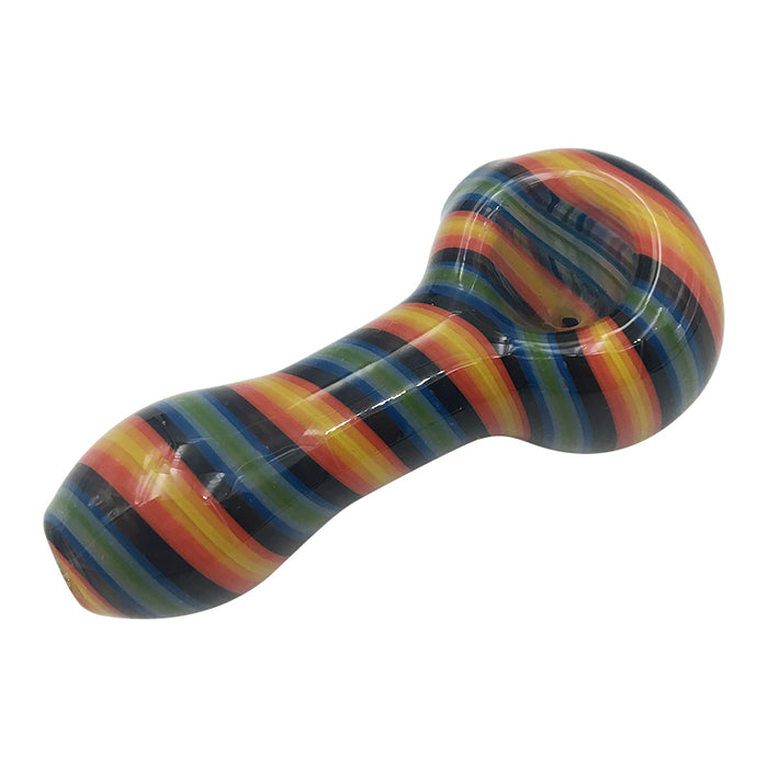 Vertical Orange Blue Colored Stripes Spoon Pipe  194#
