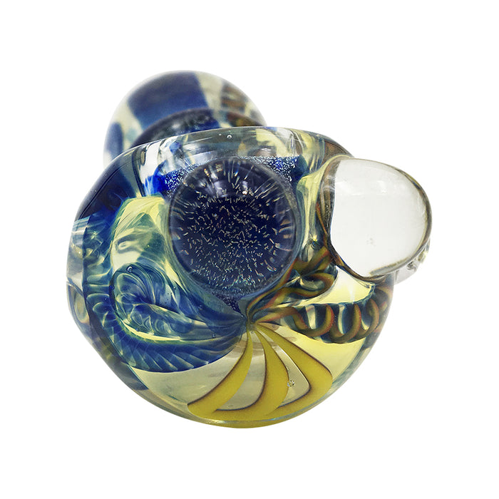Blue Sparkle Colored Wrap Spoon Hand Pipe with Three Glass Marbles 199#