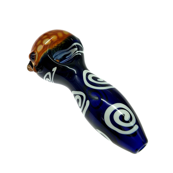 White Volume Moire Spoon Pipe with Honeycomb Bowl & Glass Marbles 075#