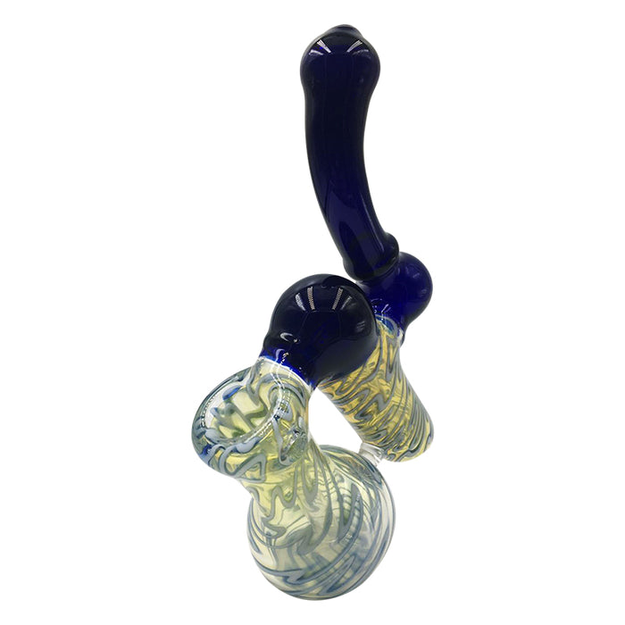 Double glass bubbler with blue and light yellow color 530#