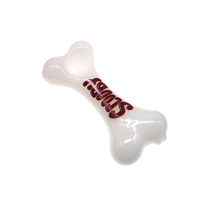 White Jade Dog Bone  Flat Hand Pipe 009#