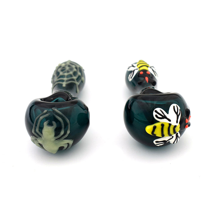 4“ Classic dark green glowing spider pipe G33