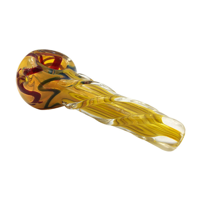 Pink Nail & Black Head Glass Hand Pipe Has Clear Fire Print 238#