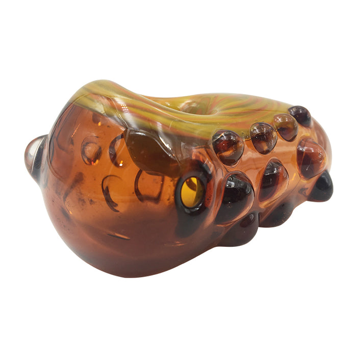 Amber Color Shapes Hand Pipe Has Glass Marbles Both Sides  179#