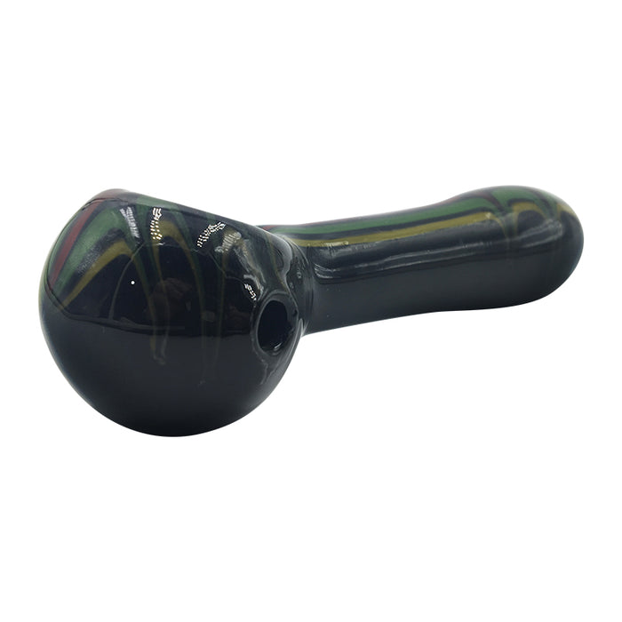 Glass Black Spoon Pipe Has Spikes and Straight Colorder Stripes 176#