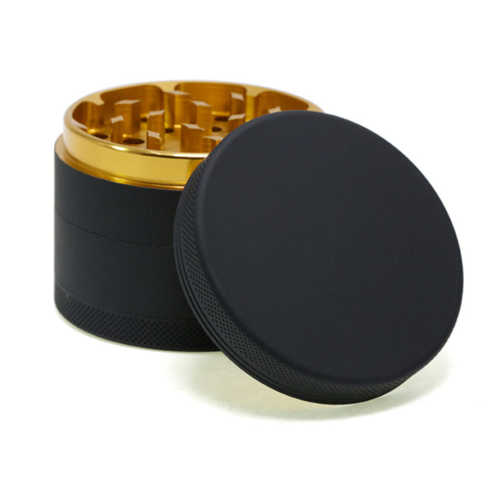 4 Layers Inner Golden Aluminum Alloy Outer Rubber Paint Weed Grinder-Black