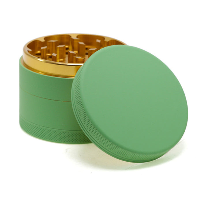 4 Layers Inner Golden Aluminum Alloy Outer Rubber Paint Weed Grinder-Green