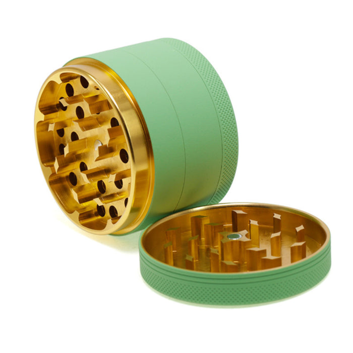 4 Layers Inner Golden Aluminum Alloy Outer Rubber Paint Weed Grinder-Green