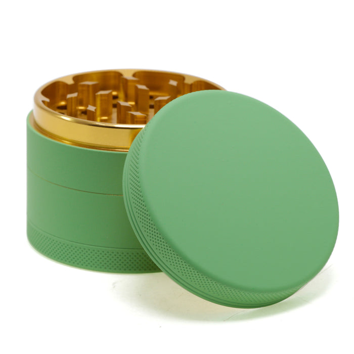 4 Layers Inner Golden Aluminum Alloy Outer Rubber Paint Weed Grinder-Green