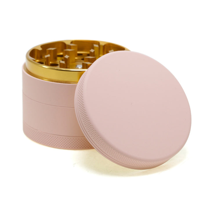 4 Layers Inner Golden Aluminum Alloy Outer Rubber Paint Weed Grinder-Light-Pink