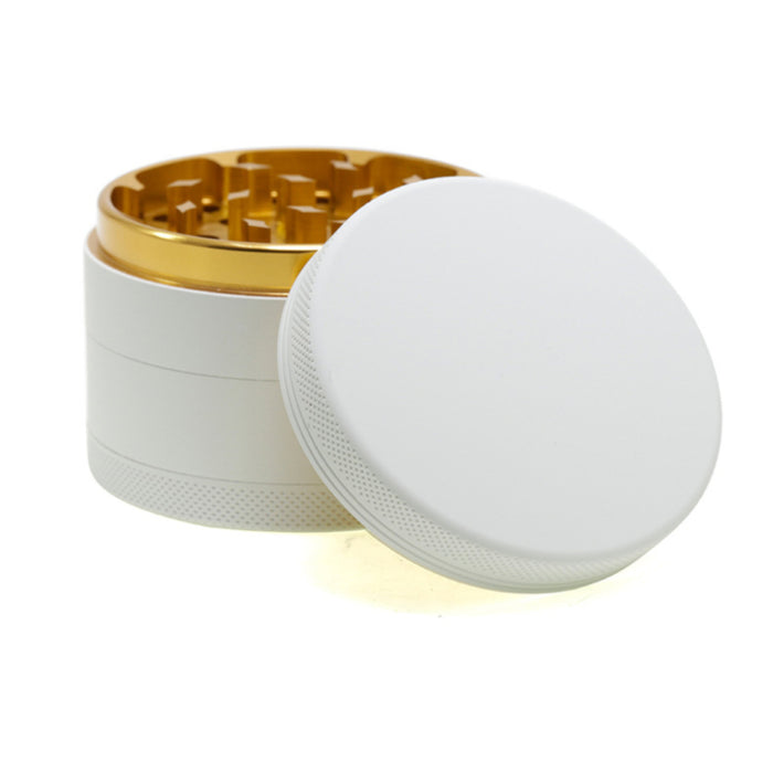 4 Layers Inner Golden Aluminum Alloy Outer Rubber Paint Weed Grinder-White