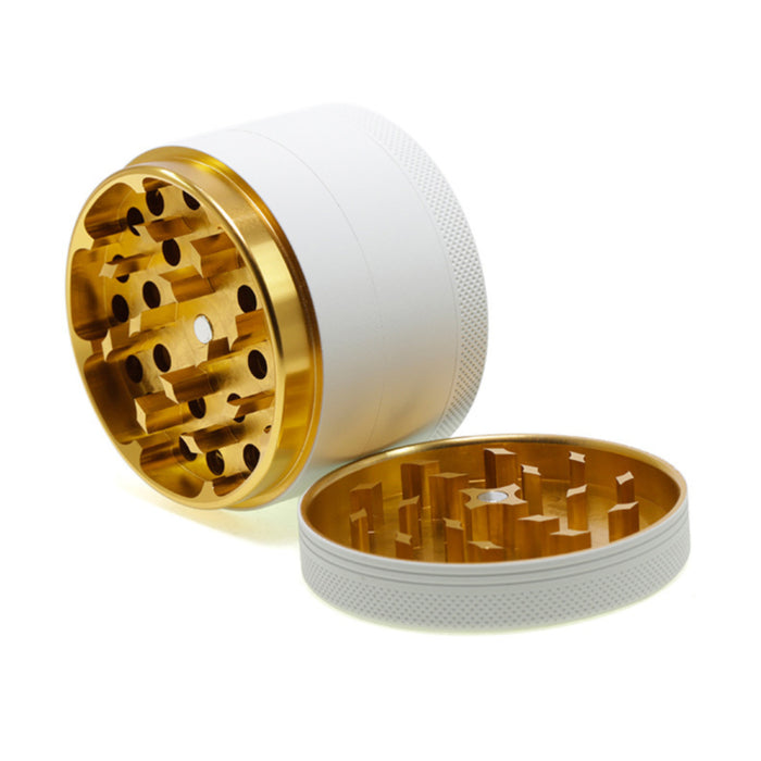 4 Layers Inner Golden Aluminum Alloy Outer Rubber Paint Weed Grinder-White