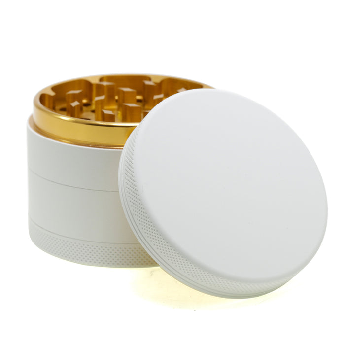 4 Layers Inner Golden Aluminum Alloy Outer Rubber Paint Weed Grinder-White
