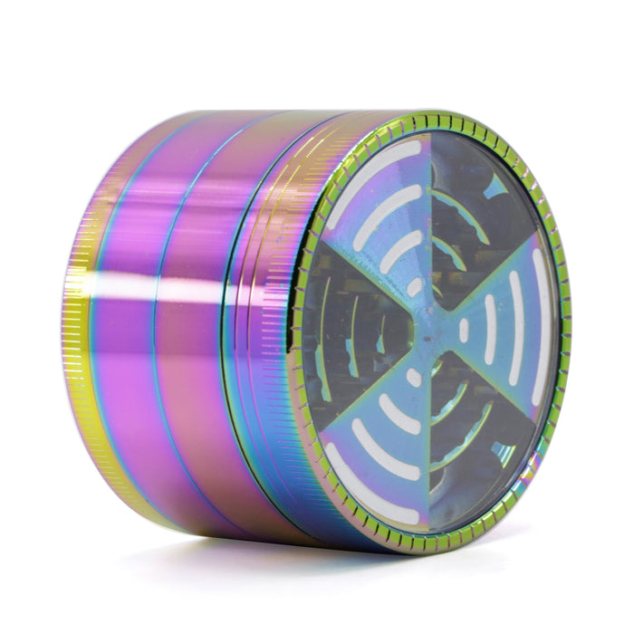 4 Part Zinc Alloy 63MM Ice Blue Signal Tooth Transparent Cover Herb Grinder