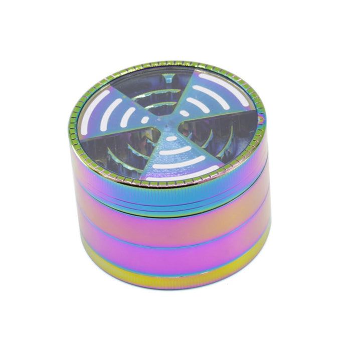 4 Part Zinc Alloy 63MM Ice Blue Signal Tooth Transparent Cover Herb Grinder