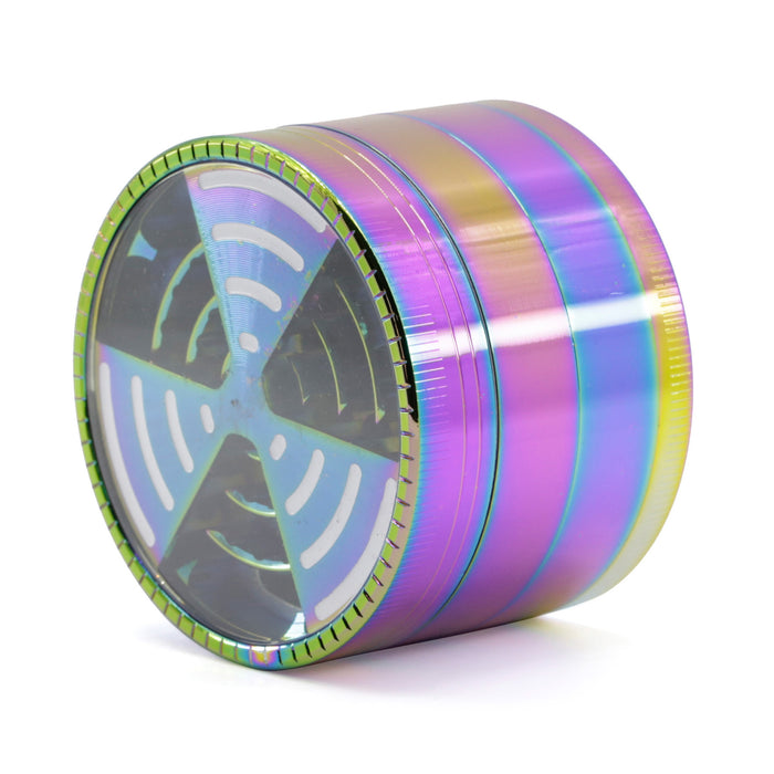 4 Part Zinc Alloy 63MM Ice Blue Signal Tooth Transparent Cover Herb Grinder