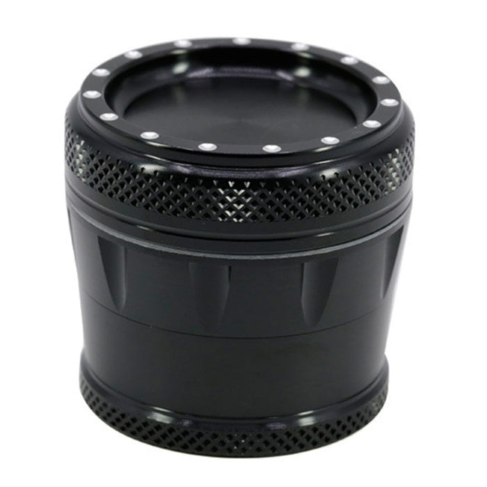 4 Piece Aluminum Alloy Diameter 50MM Dot Concave Herb Grinder-Black
