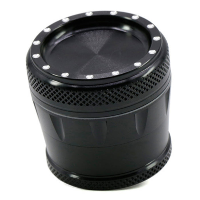 4 Piece Aluminum Alloy Diameter 50MM Dot Concave Herb Grinder-Black