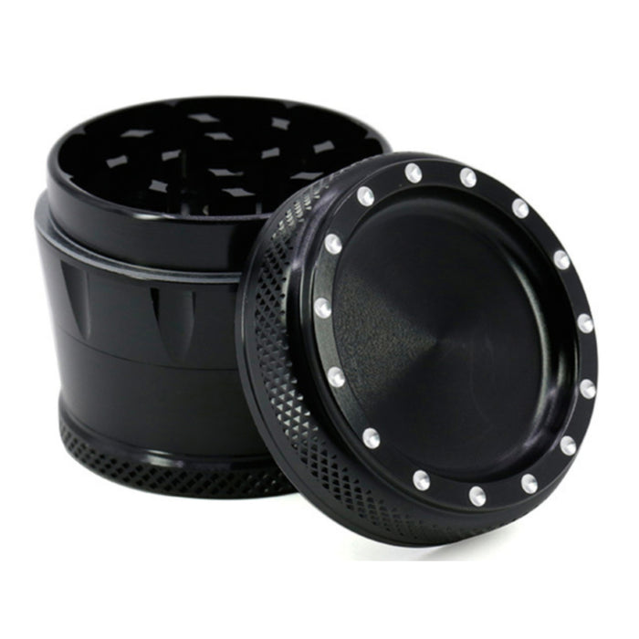 4 Piece Aluminum Alloy Diameter 50MM Dot Concave Herb Grinder-Black