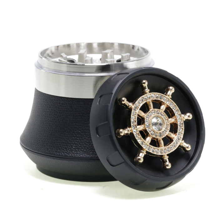 4 Piece With Drill Design Drawer Chamfer 63MM Large Capacity Herb Grinder-Black